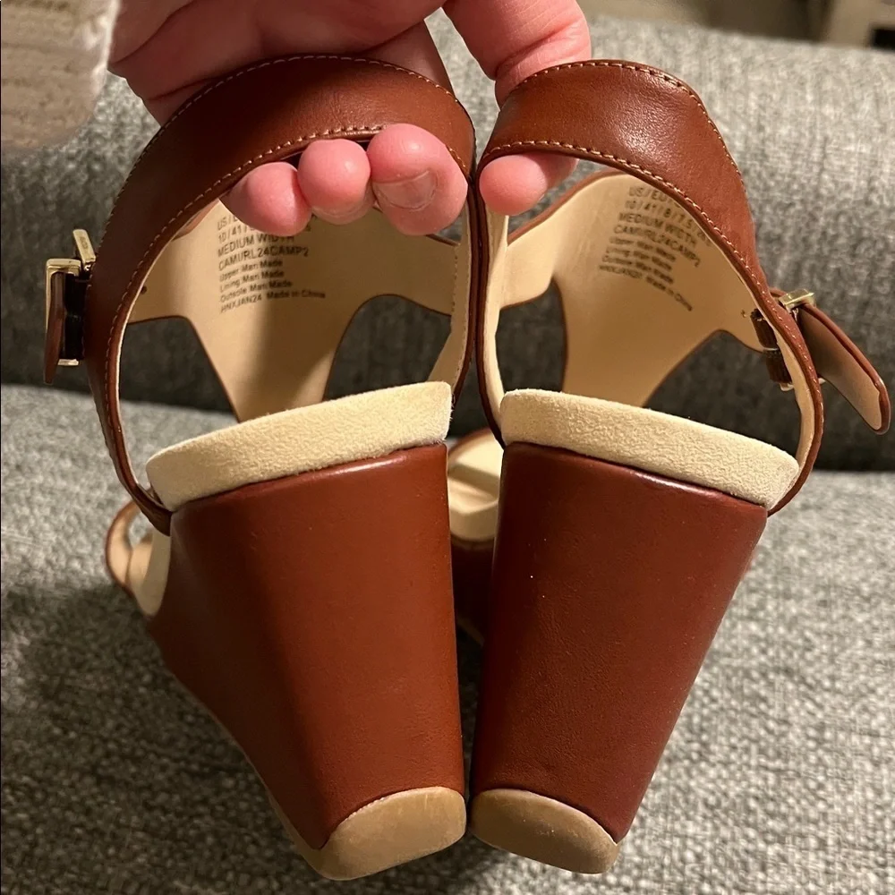 Kenneth Cole Reaction Women's Cami Platform Wedge Sandals Brown Size 10 NEW